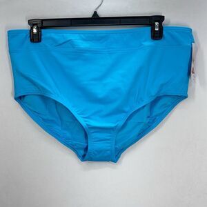 Lands End High Waisted Bikini Swim Bottoms Size 18 Turquoise Chlorine Resistant
